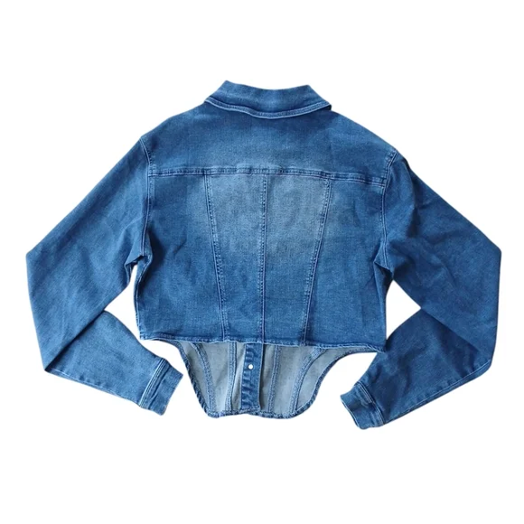 Fashion Nova Maison Stretch Denim Trucker Jacket Size XL NWT - Picture 3 of 4